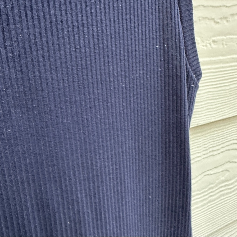 Gentle Fawn Navy Blue Ribbed Sleeveless Bodycon Midi Dress Size Large Stretchy ! - Picture 4 of 9